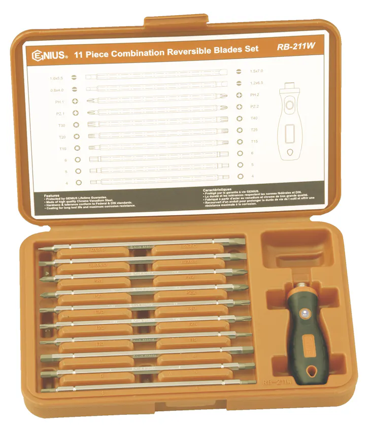 11-Piece Combination Reversible Blades Bit Set | Fleet Maintenance