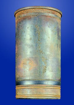 Cavitation-erosion (liner pitting) digs tiny tunnels through the liner, eventually perforating the wall, allowing coolant to enter the combustion side of the cylinder Cavitation-erosion (liner pitting) digs tiny tunnels through the liner, eventually perforating the wall, allowing coolant to enter the combustion side of the cylinder