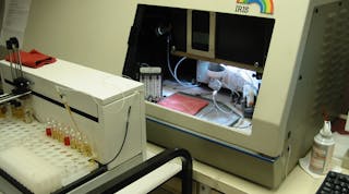 Sophisticated lab equipment, like this Inductively Coupled Plasma Spectrophotometer - a type of mass spectrometry, is highly sensitive and capable of the determining trace amounts of wear metals and contaminants in used oil.