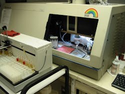 Sophisticated lab equipment, like this Inductively Coupled Plasma Spectrophotometer - a type of mass spectrometry, is highly sensitive and capable of the determining trace amounts of wear metals and contaminants in used oil. Sophisticated lab equipment, like this Inductively Coupled Plasma Spectrophotometer - a type of mass spectrometry, is highly sensitive and capable of the determining trace amounts of wear metals and contaminants in used oil.