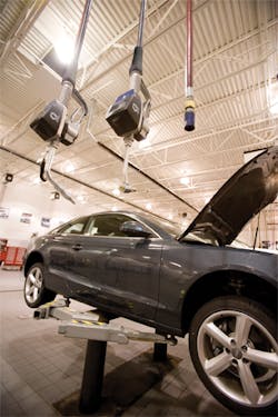 Wireless fluid management systems optimize shop time by providing accurate fluid inventory control, permitting multiple fluids to be dispensed at the same time and allowing technicians to control the dispensing process at the service bay. Wireless fluid management systems optimize shop time by providing accurate fluid inventory control, permitting multiple fluids to be dispensed at the same time and allowing technicians to control the dispensing process at the service bay.