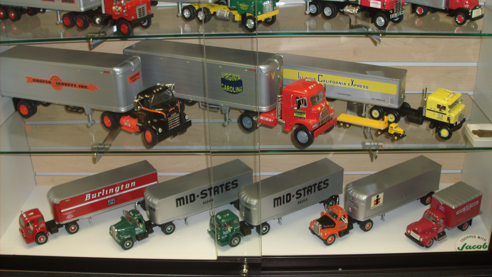 The ATHS has numerous cases filled with a wide variety of model trucks.