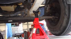 This is a prime example of shock loading. The jack stand is positioned as a &apos;stop&apos; and may not be able to prevent the vehicle from crashing to the ground if the jack fails or the vehicle slips off the jack.