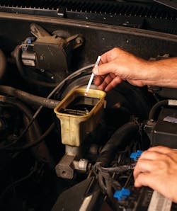 Testing for brake fluid contamination. Testing for brake fluid contamination.