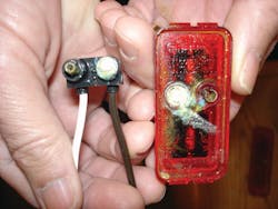 Corrosion on electrical connectors. Corrosion on electrical connectors.