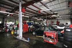 Fourteen bays plus parts storage, and clean as a whistle. Fourteen bays plus parts storage, and clean as a whistle.