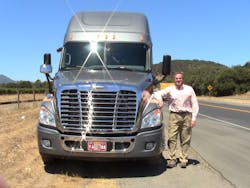 Fleet Maintenance editor David A. Kolman alongside a 2014 Freightliner Cascadia Revolution Fleet Maintenance editor David A. Kolman alongside a 2014 Freightliner Cascadia Revolution