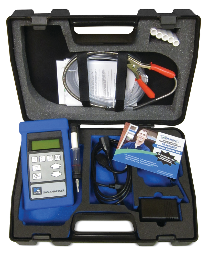 The Kane handheld 4 or 5 gas analyzer and proprietary Ansed software is designed to diagnose engine, fuel, ignition, exhaust and catalytic converter problems effecting vehicle drivability, performance and efficiency.