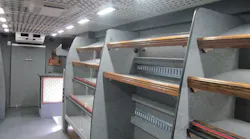 Different options for lighting and shelving layout.