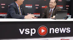 AAIA's Scott Luckett, left, talks about the AAIA Telematics Challenge during a live streaming segment at AAPEX 2012.