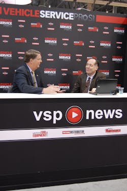 AAIA's Scott Luckett, left, talks about the AAIA Telematics Challenge during a live streaming segment at AAPEX 2012. AAIA's Scott Luckett, left, talks about the AAIA Telematics Challenge during a live streaming segment at AAPEX 2012.