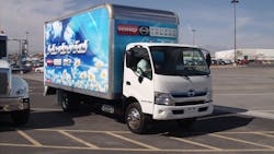 The Hino 195h uses advanced diesel-electric hybrid technology. The Hino 195h uses advanced diesel-electric hybrid technology.