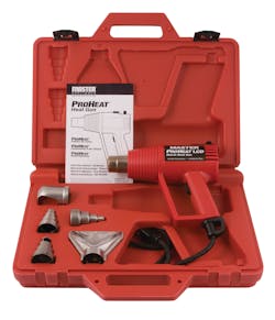 The Master Appliance PH-1400 Dial-in Heat Gun comes in a blow-mold case with five of the company's most popular attachments. The Master Appliance PH-1400 Dial-in Heat Gun comes in a blow-mold case with five of the company's most popular attachments.