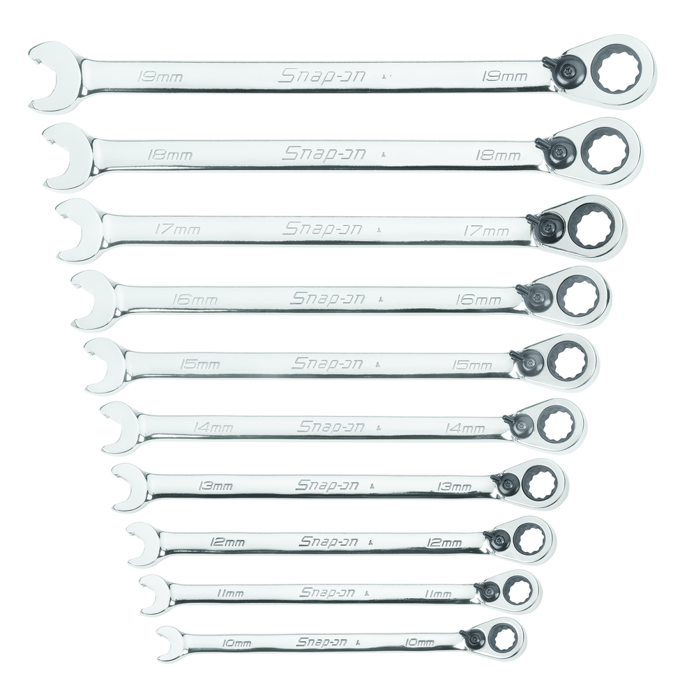 10-piece ratcheting open end box wrench set, No. SRXRM710