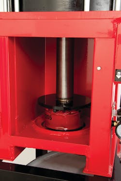 Oil filter crushers are designed specifically to flatten oil filters and to squeeze oil out all but the last traces of engine sludge and oil from inside them. Here, an oil filter can be crushed to 25 percent of its original size. Oil filter crushers are designed specifically to flatten oil filters and to squeeze oil out all but the last traces of engine sludge and oil from inside them. Here, an oil filter can be crushed to 25 percent of its original size.