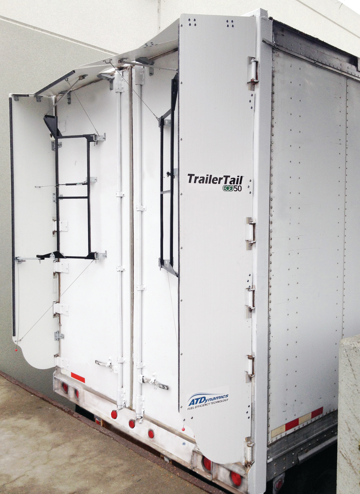 ATDynamics has developed version a version of its TrailerTail semitrailer rear-drag aerodynamics technology, the Eco 50, the European Union.