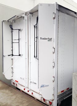 ATDynamics has developed version a version of its TrailerTail semitrailer rear-drag aerodynamics technology, the Eco 50, the European Union. ATDynamics has developed version a version of its TrailerTail semitrailer rear-drag aerodynamics technology, the Eco 50, the European Union.