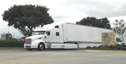 Developed by Cummins and Peterbilt, the SuperTruck features a higher-efficiency engine and an aerodynamic tractor trailer that significantly reduces drag. Developed by Cummins and Peterbilt, the SuperTruck features a higher-efficiency engine and an aerodynamic tractor trailer that significantly reduces drag.