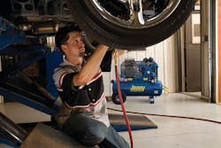 Wheeled-portable air compressors, with capacities up to approximately 30 gallons, offer the flexibility to move around. Wheeled-portable air compressors, with capacities up to approximately 30 gallons, offer the flexibility to move around.