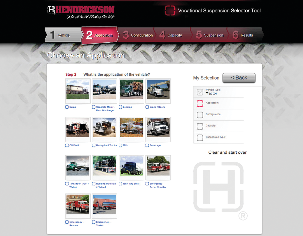 Vocational Truck Suspension Selector Tool