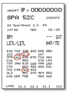 This sticker shows all of the installed equipment in the vehicle. This sticker shows all of the installed equipment in the vehicle.