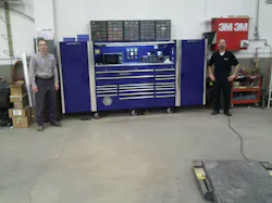 Matco Tools distributor Rick Ressler (right), meets with one of his customers, Joe, who recently purchased a toolbox from Rick. Matco Tools distributor Rick Ressler (right), meets with one of his customers, Joe, who recently purchased a toolbox from Rick.