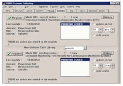 A screen shot of the report from the OBDII tool. A screen shot of the report from the OBDII tool.