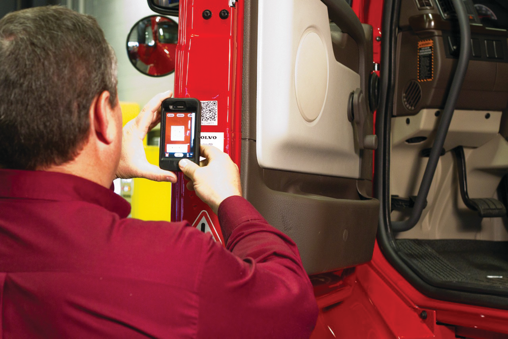 Scanning the unique QR Code at any authorized service location on a smart phone or tablet computer launches a SRM application and immediately loads asset information, customized inspection details and pending work.