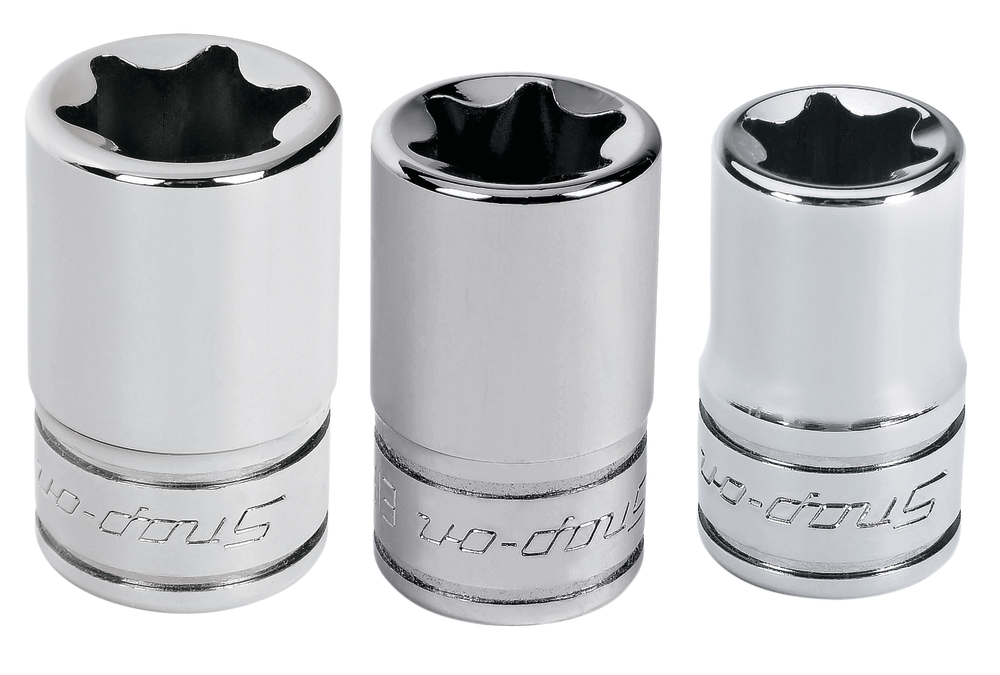 3/8' Drive Shallow Countersink Inverted Torx Sockets, Nos. FLCE140, FLCE160 and FLCE180