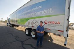 Electronics Recycling Division's fleet manager Michael Bomgardner holds the Zonar 2010 inspection tool which his drivers use as an electronic vehicle inspection reporting solution for pre- and post-trip inspections. Electronics Recycling Division's fleet manager Michael Bomgardner holds the Zonar 2010 inspection tool which his drivers use as an electronic vehicle inspection reporting solution for pre- and post-trip inspections.