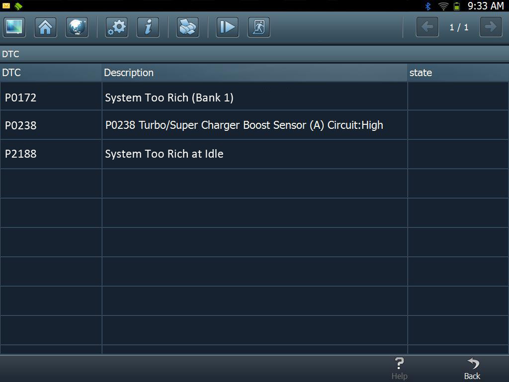 Fig.1: Codes stored in the ECU that did not trigger a 'Check Engine' light.