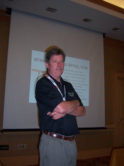 Mike Cooper of Nu-Tec Systems reviews Mountain and Monster brand welding tools during the ISN dealer expo in Orlando, Fla. Mike Cooper of Nu-Tec Systems reviews Mountain and Monster brand welding tools during the ISN dealer expo in Orlando, Fla.