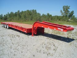 The 60-Ton, 4-axle trailer is one of Talbert&rsquo;s three trailers was designed specifically for oil field work with features like tail rollers and pop-up rollers for loading skid-mounted oil field equipment.