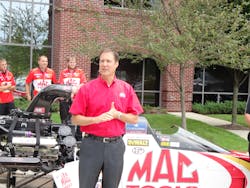 Brett Shaw welcomes attendees to the Mac Tools press conference. Brett Shaw welcomes attendees to the Mac Tools press conference.