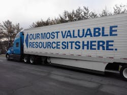 The graphic, which appears on both sides of the trailer, conveys a strong message. The graphic, which appears on both sides of the trailer, conveys a strong message.