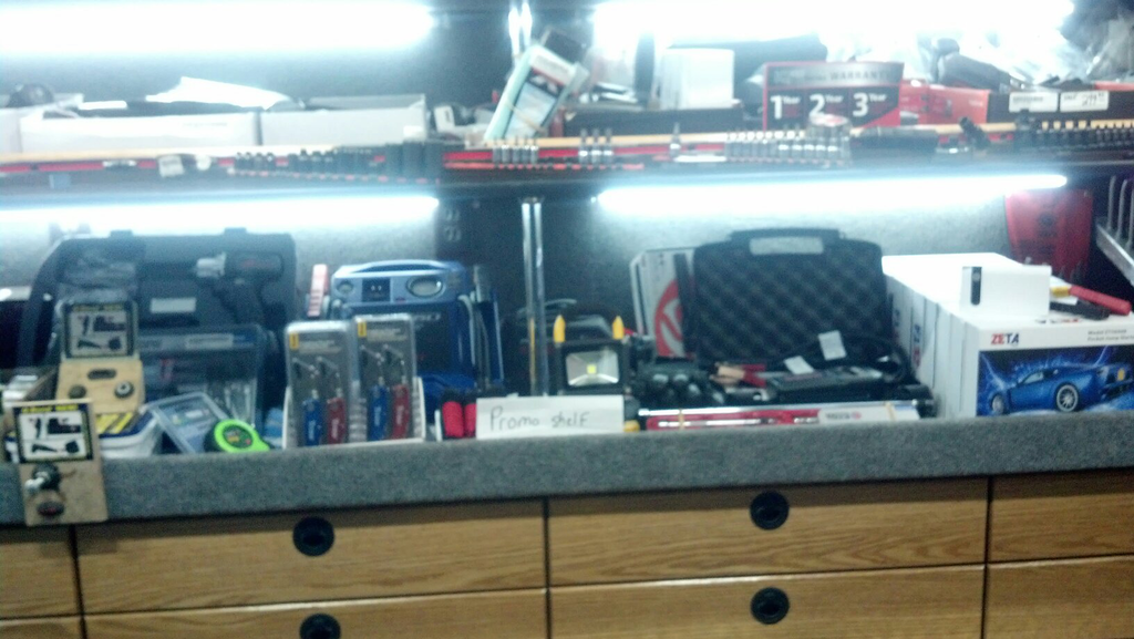 Kraig Thoreson's 'promo shelf' features items on discount. Customers always want to see what's on the shelf.