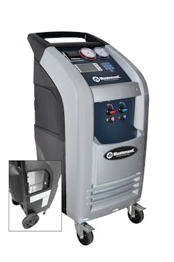 An automatic and programmable design allows the technician to perform a continuous recover/recycle, vacuum, vacuum leak test and recharge on standard and hybrid vehicles using 134a refrigerant. An automatic and programmable design allows the technician to perform a continuous recover/recycle, vacuum, vacuum leak test and recharge on standard and hybrid vehicles using 134a refrigerant.