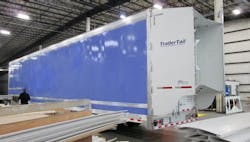TrailerTail technology, which reduces semitrailer rear-drag and improves fuel efficiency, is now available on Kentucky Trailer’s drop frame trailers. TrailerTail technology, which reduces semitrailer rear-drag and improves fuel efficiency, is now available on Kentucky Trailer’s drop frame trailers.