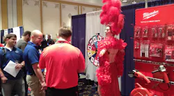 The 'chance to win' game at the Milwaukee Electric booth grabbed attention at the trade show at the Cornwell Tools Tool Rally.