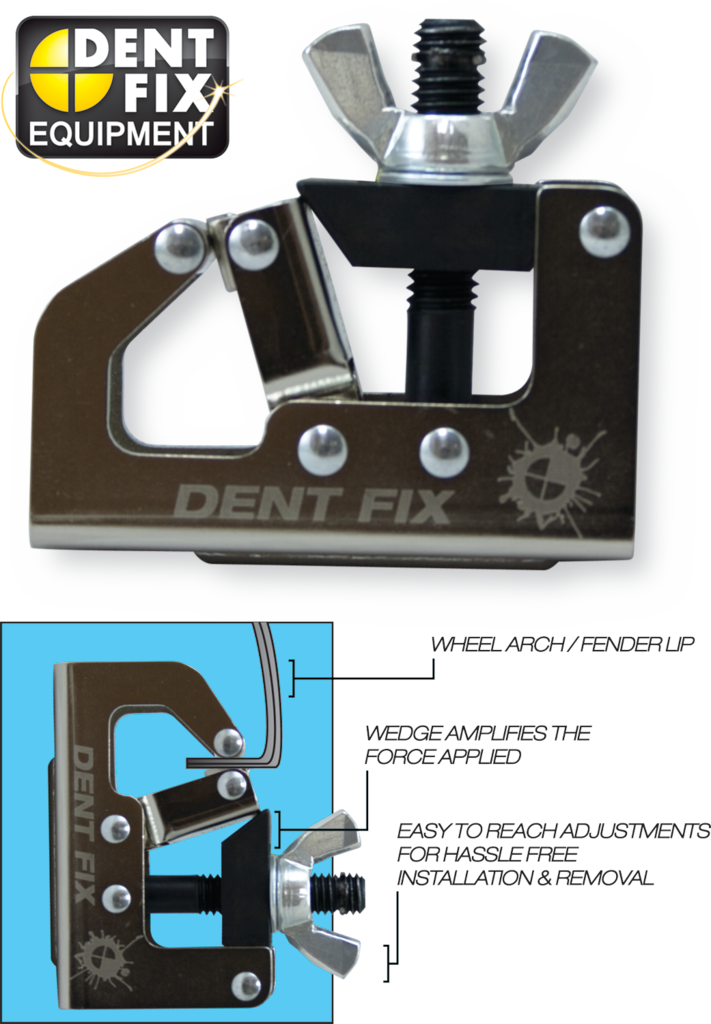 Dent Fix Wheel Arch Clamp reaches lipped edges Fleet Maintenance