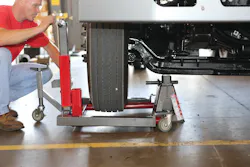 A wheel dolly can help make tire changing efficient and safe by allowing the technician to more easy lift and manipulate heavy truck tires. A wheel dolly can help make tire changing efficient and safe by allowing the technician to more easy lift and manipulate heavy truck tires.
