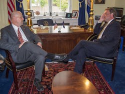 Bill Moss, AAM (left), owner of EuroService Automotive, Warrenton, Va., meets with Rep. Robert Hurt (Va.-5) during the ASA 'fly-in' May 29 in Washington, D.C. Bill Moss, AAM (left), owner of EuroService Automotive, Warrenton, Va., meets with Rep. Robert Hurt (Va.-5) during the ASA 'fly-in' May 29 in Washington, D.C.