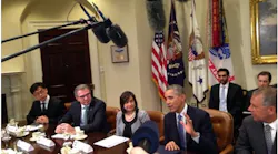 : Hankook Tire America Corp. President Byeong Jin Lee (left) meeting with President Obama at the White House for a SelectUSA Roundtable on investing in America.
