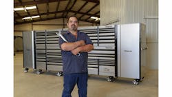 Paul Morgano stands in front of his 17' box named Mr. Big. Paul Morgano stands in front of his 17' box named Mr. Big.