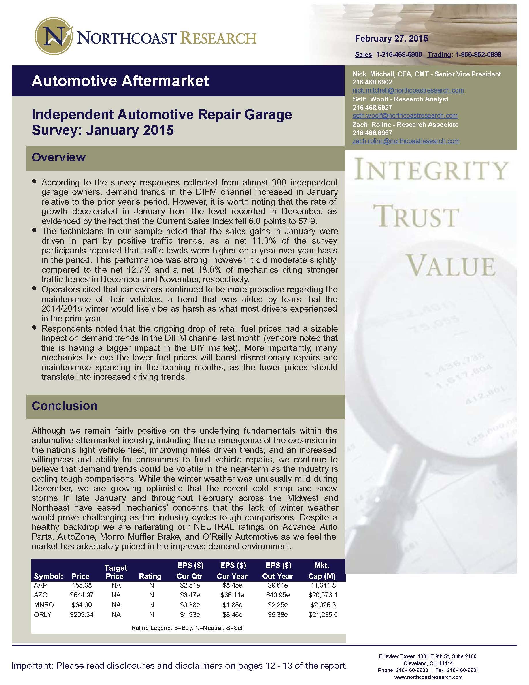 Independent Automotive Repair Garage Survey January 2015 Results Page 1 54fdee9b385e6