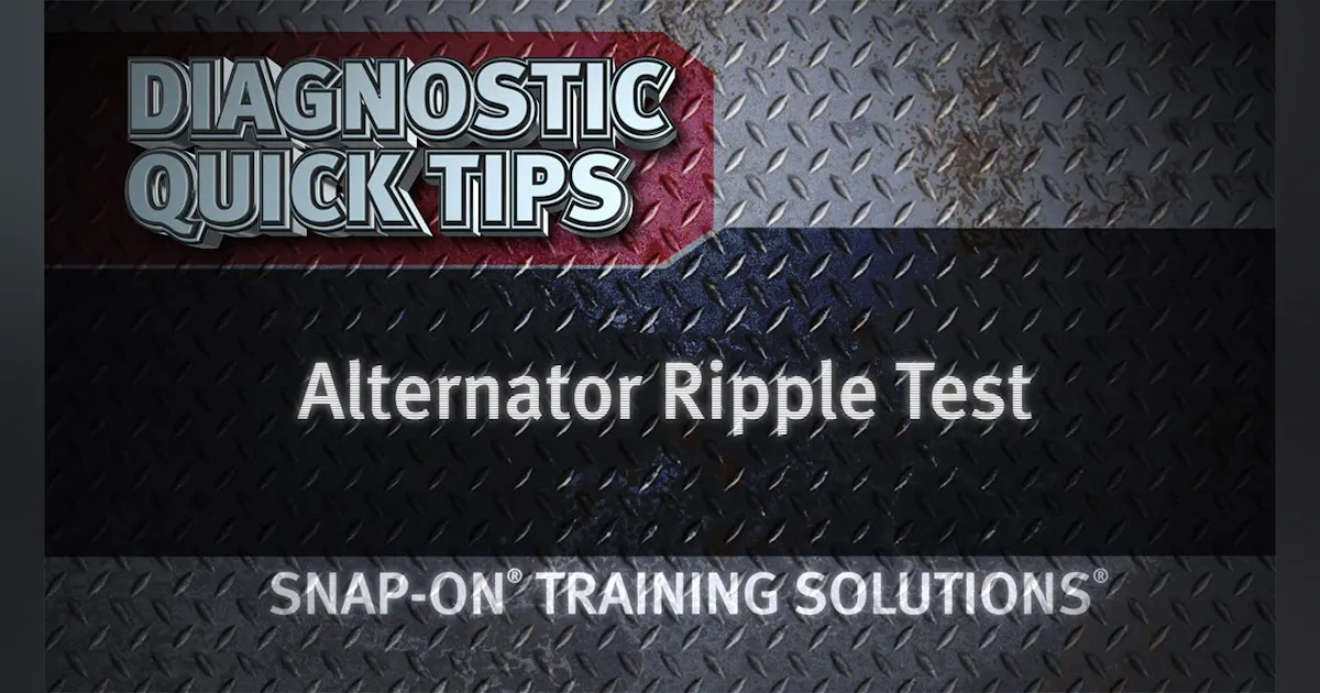Altenator Ripple Pattern Snap-on alternator ripple test Video | Fleet Maintenance