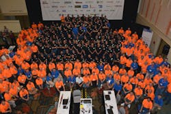 Competitors (in black shirts) who qualify for the Hands-On Skills Challenge are assessed on their technical skills and knowledge, speed and accuracy and quality of workmanship by judges (in orange shirts) who are recognized experts within each skills competition area. Competitors (in black shirts) who qualify for the Hands-On Skills Challenge are assessed on their technical skills and knowledge, speed and accuracy and quality of workmanship by judges (in orange shirts) who are recognized experts within each skills competition area.