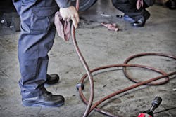 When selecting a new pair of work boots, technicians should make sure they fit well and are comfortable, plus have the features applicable to their work, which could include a safety toe, water resistance or puncture proof foot-bed. When selecting a new pair of work boots, technicians should make sure they fit well and are comfortable, plus have the features applicable to their work, which could include a safety toe, water resistance or puncture proof foot-bed.