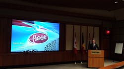 The Technology Showcase included presentations at Peterbilt&apos;s Training Center at its Denton, TX, manufacturing plant.