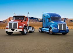 Kenworth offers advanced technology to enhance protection against battery drainage and a new inverter/charger option for easier battery recharging while parked. The ultracapacitor-based Maxwell Engine Start Module (ESM) is a factory-installed option for new Kenworth T680s (at right) and T880s (at left). Kenworth’s new, enhanced 1,800-watt inverter that provides the convenience of AC power in the sleeper. The Kenworth inverter also offers charging capability. The inverter is mounted on the rear wall in the sleeper storage compartment, which provides easy access to the toolbox and additional outlets through the toolbox door. The new inverter is optional for the Kenworth Idle Management System with the T680 76-inch sleeper, and charges the starter and idle management system batteries when plugged into shore power. Kenworth offers advanced technology to enhance protection against battery drainage and a new inverter/charger option for easier battery recharging while parked. The ultracapacitor-based Maxwell Engine Start Module (ESM) is a factory-installed option for new Kenworth T680s (at right) and T880s (at left). Kenworth’s new, enhanced 1,800-watt inverter that provides the convenience of AC power in the sleeper. The Kenworth inverter also offers charging capability. The inverter is mounted on the rear wall in the sleeper storage compartment, which provides easy access to the toolbox and additional outlets through the toolbox door. The new inverter is optional for the Kenworth Idle Management System with the T680 76-inch sleeper, and charges the starter and idle management system batteries when plugged into shore power.